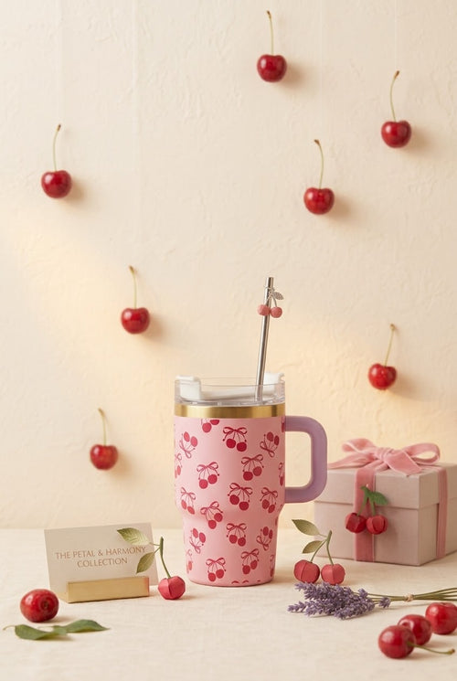 Aesthetic Floral 600ml Stainless Steel Insulated Tumbler, view 2