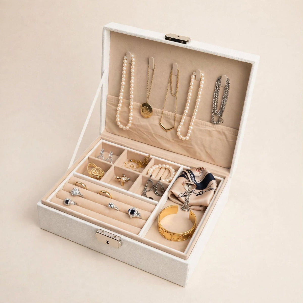 White jewellery box, angled