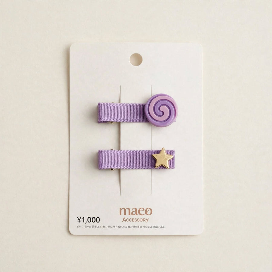 Lollipop and Star kids hair clips