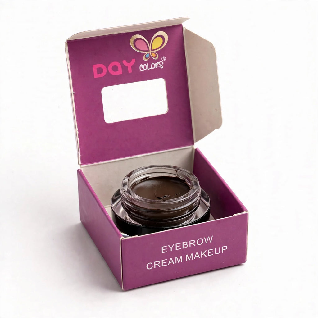 Day Colors eyebrow cream, open box with jar