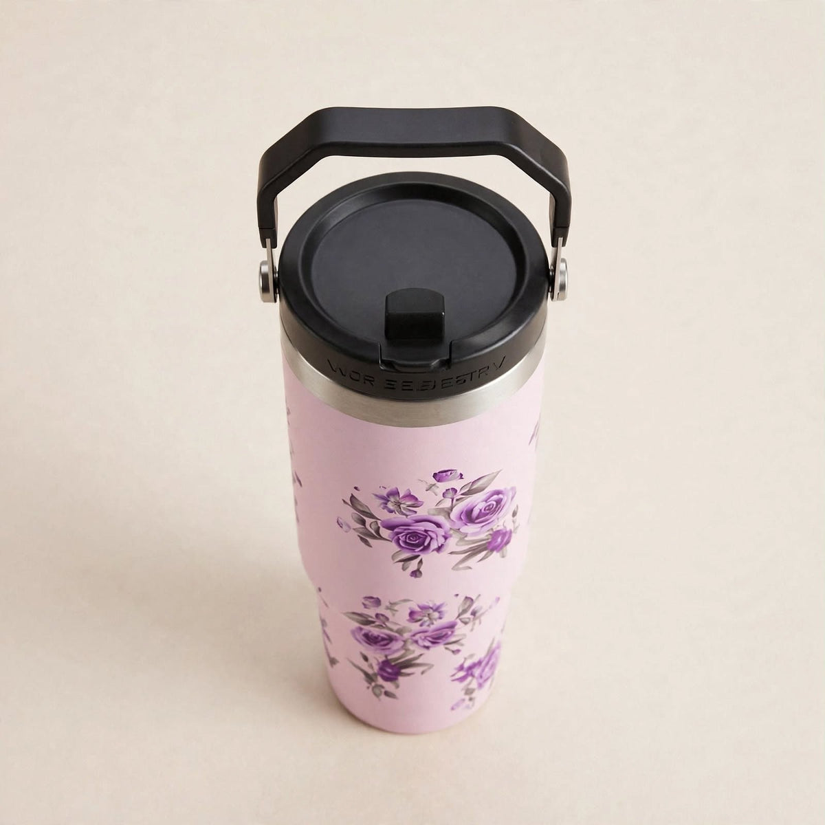 Lilac floral insulated travel tumbler