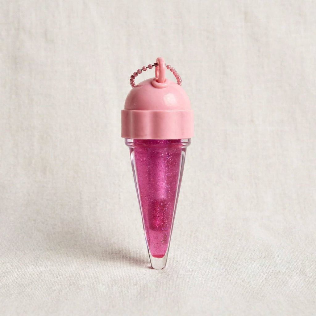 Ice cream cone lip gloss keychain standing