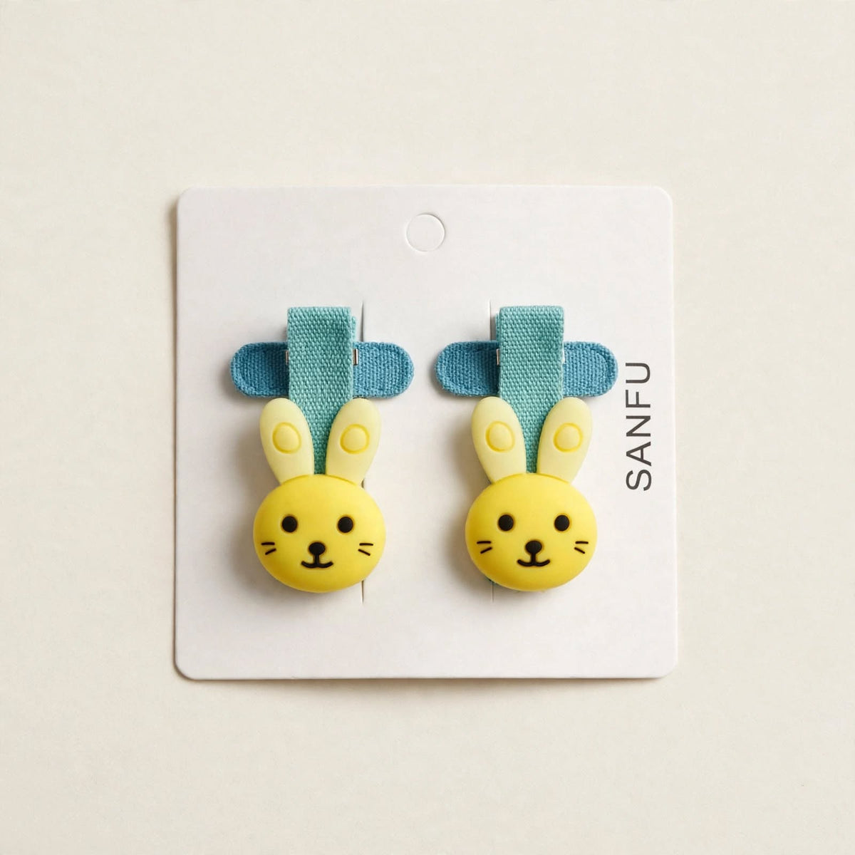 Yellow Bunny kids hair clips