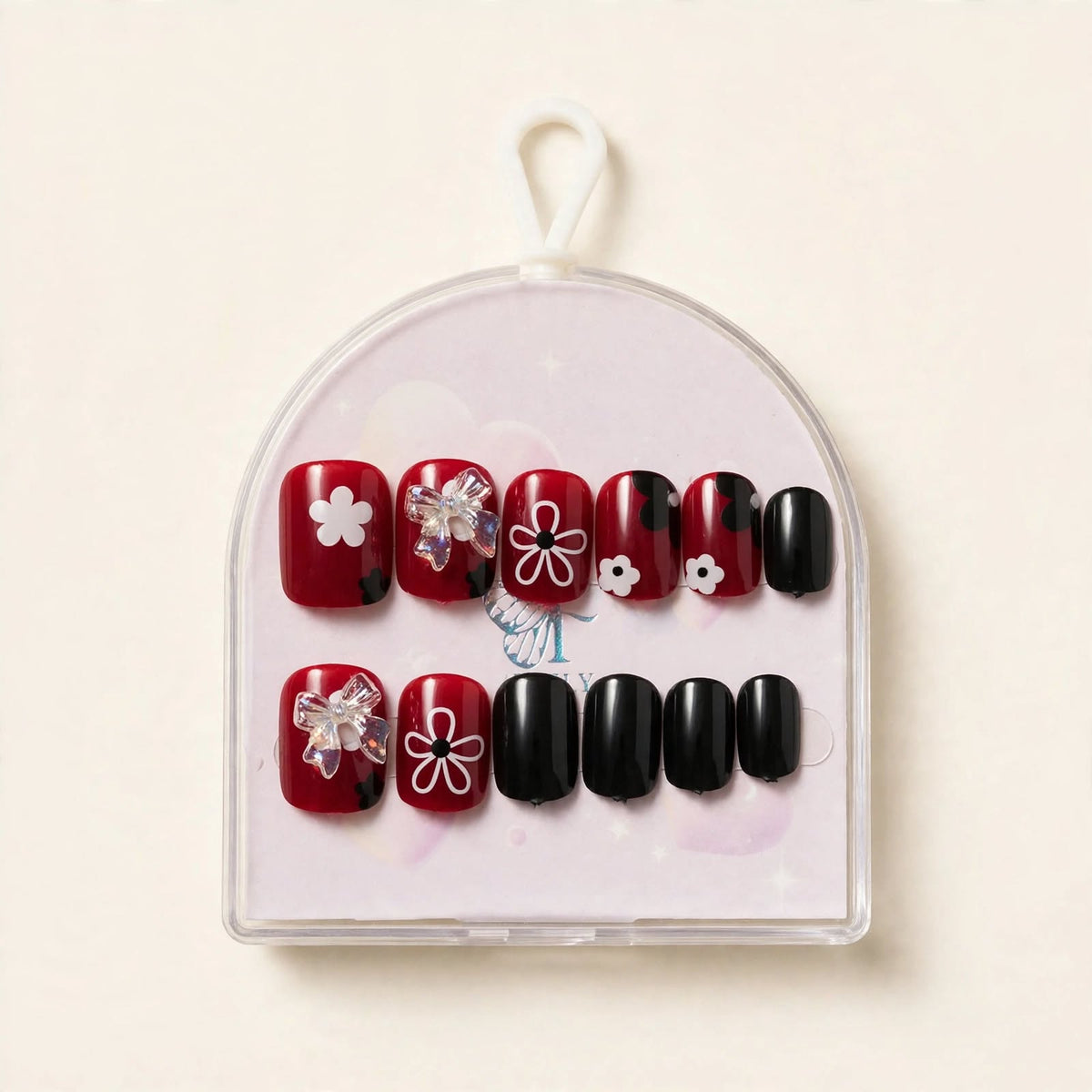 Cherry Noir short press-on nails