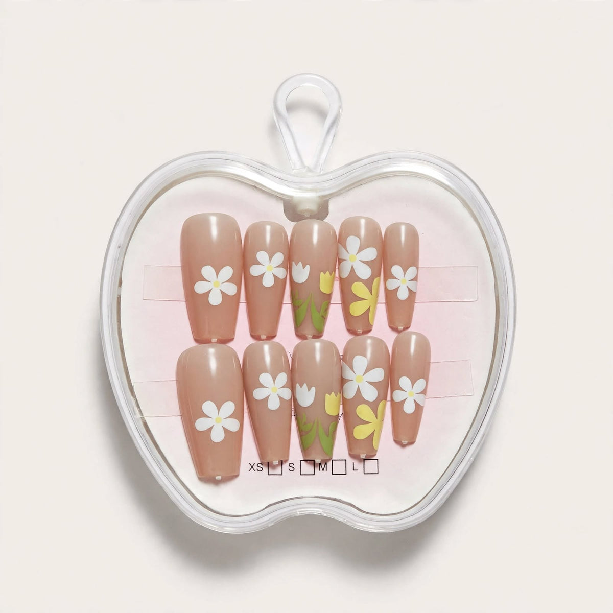 White Daisies long press-on nails