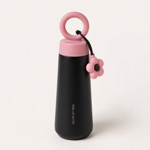 Black insulated bottle, front