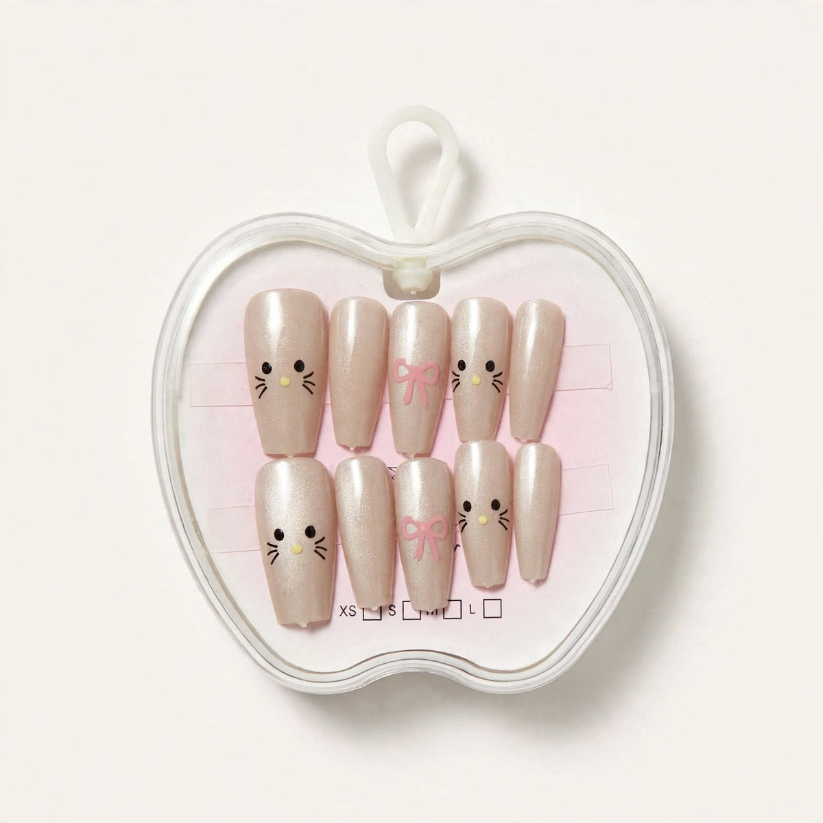 Kitty Whiskers long press-on nails, front