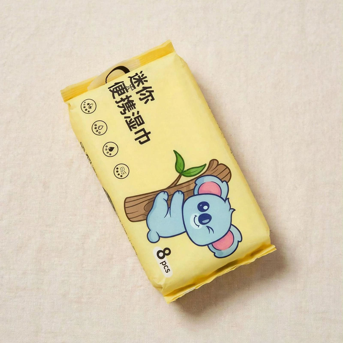 Koala mini wet wipes pack, angled