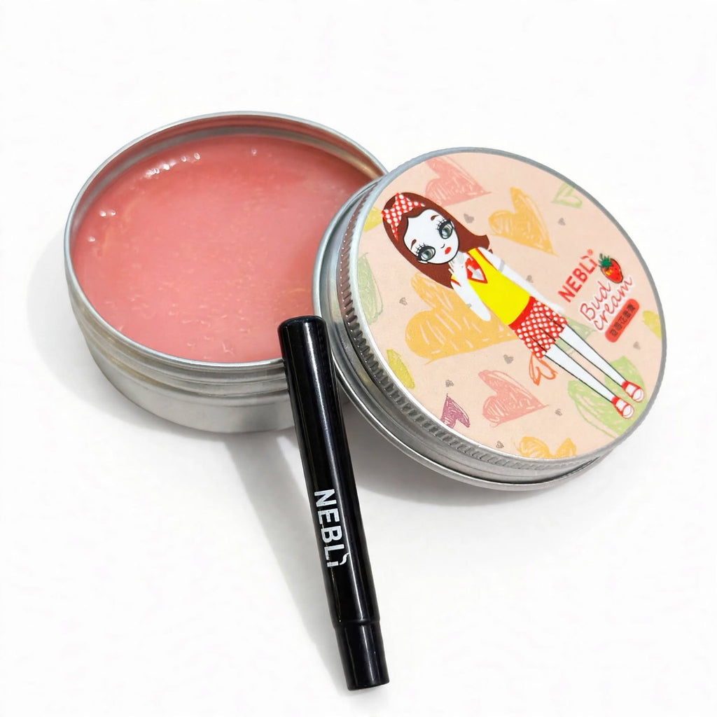 Nebli lip cream tin and brush, angled