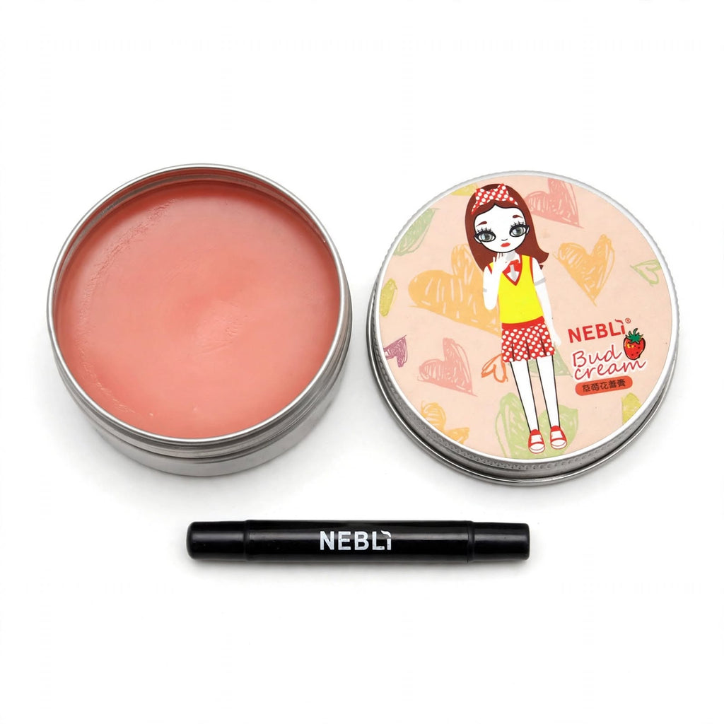 Nebli lip cream tin open with lip brush