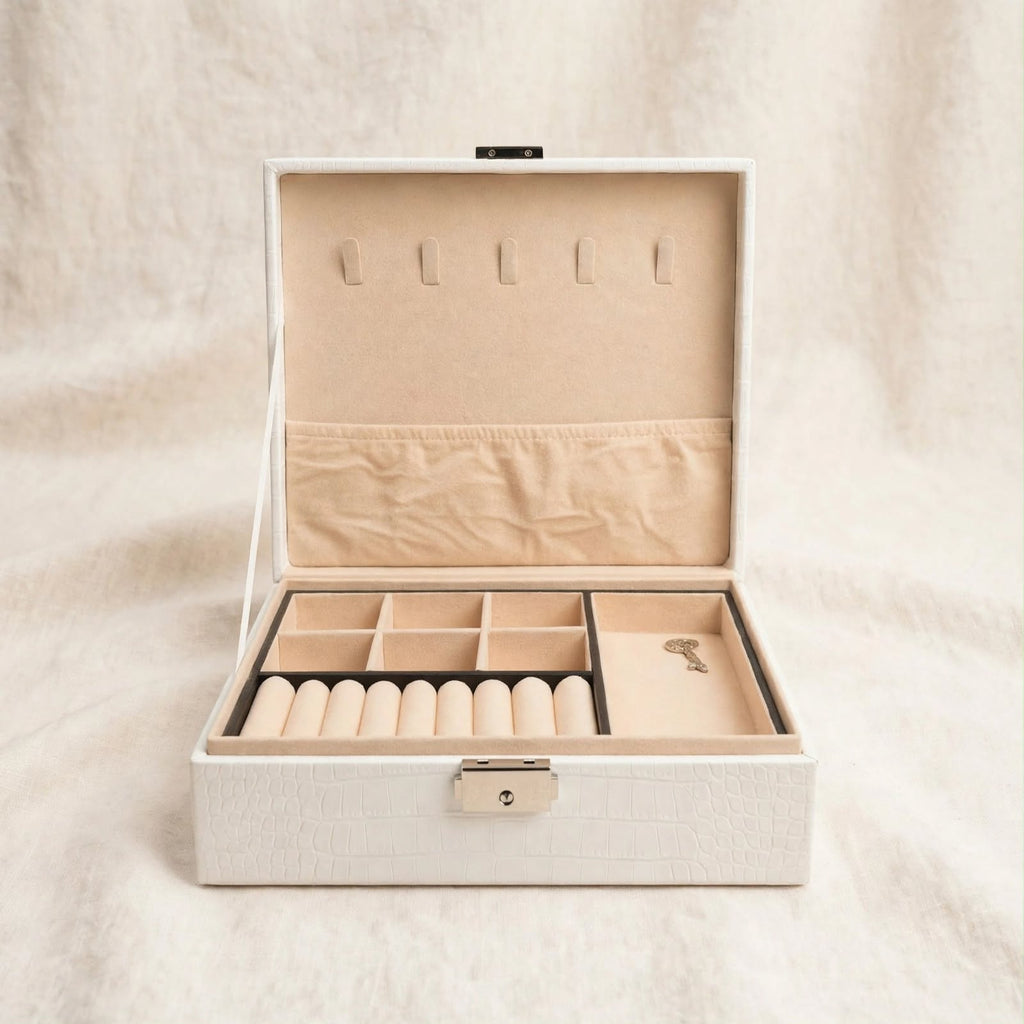 White jewellery box, front