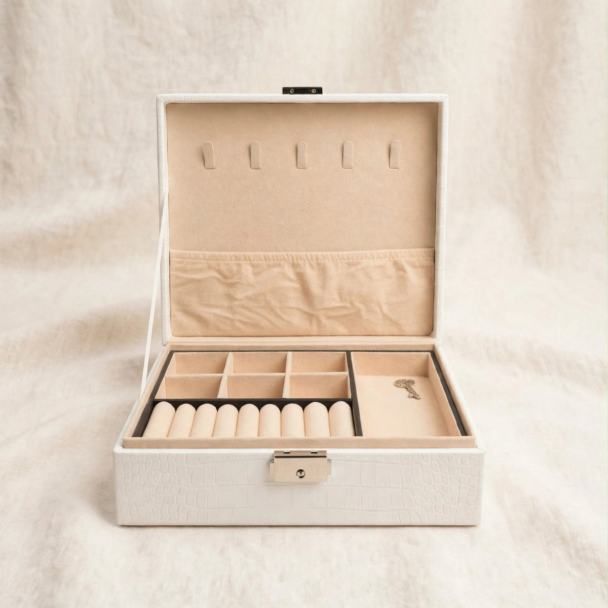 White jewellery box, front