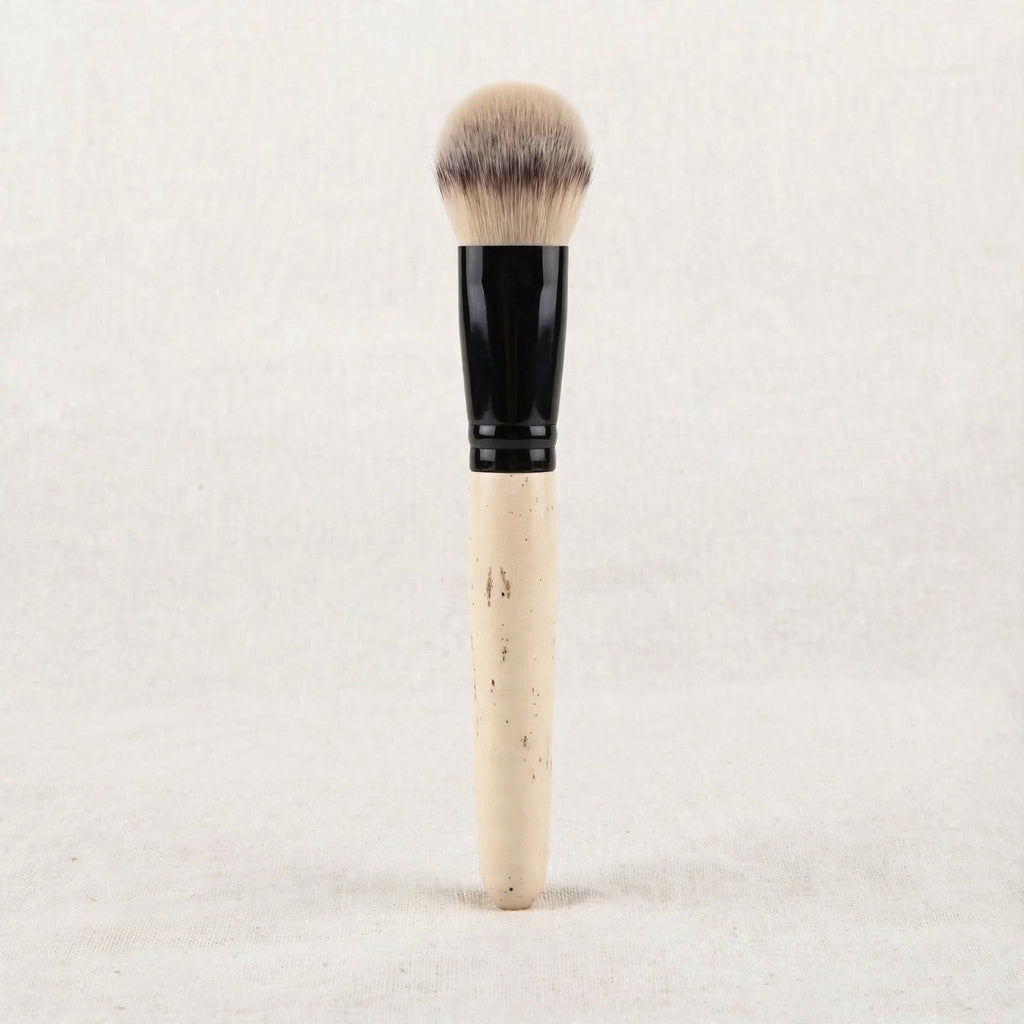 Natural wood buffing brush standing