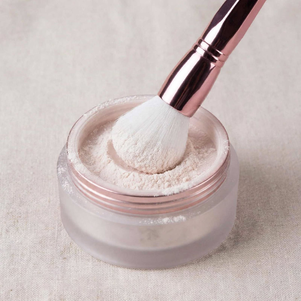 Rose pink powder brush with powder jar