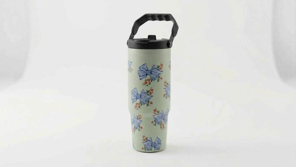 Sage Green Ribbon Coquette Insulated Travel Tumbler, view 2
