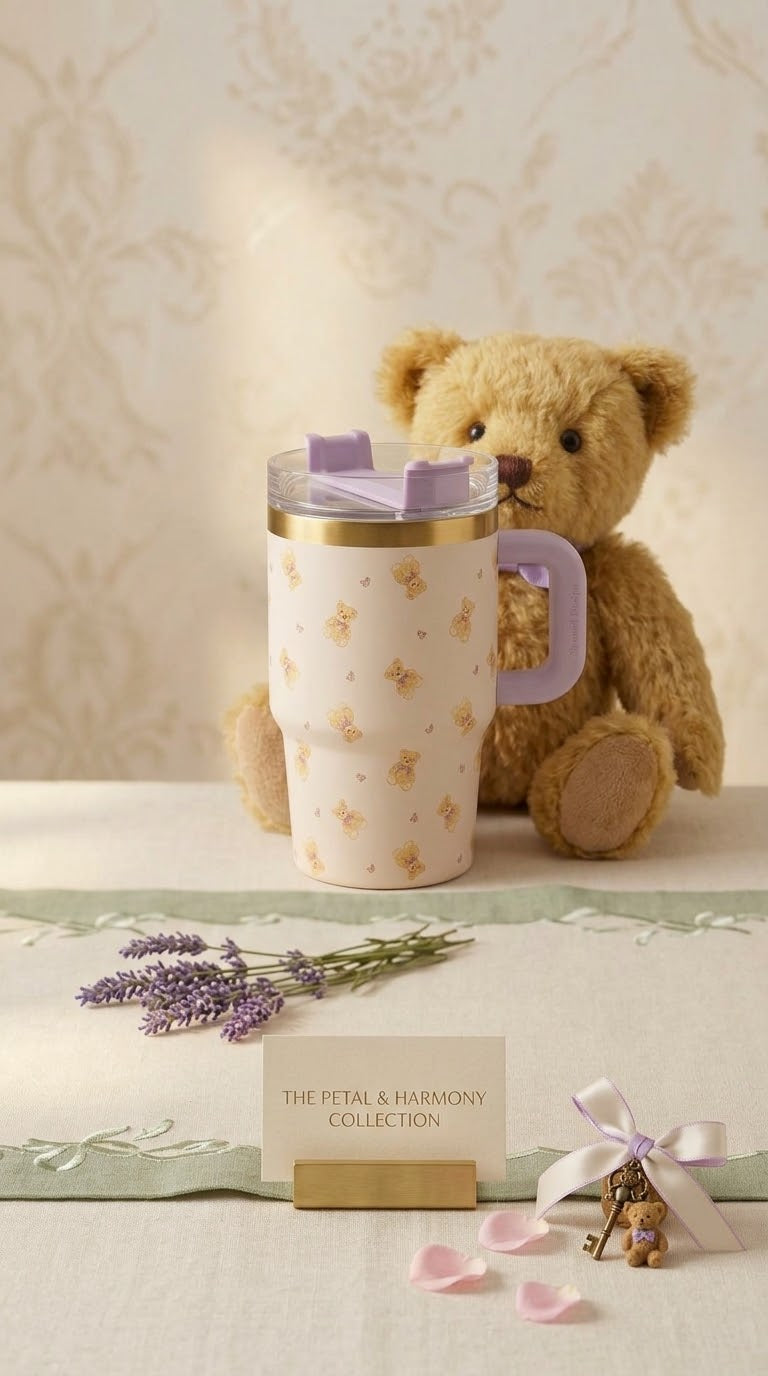 Aesthetic Floral 600ml Stainless Steel Insulated Tumbler, view 4