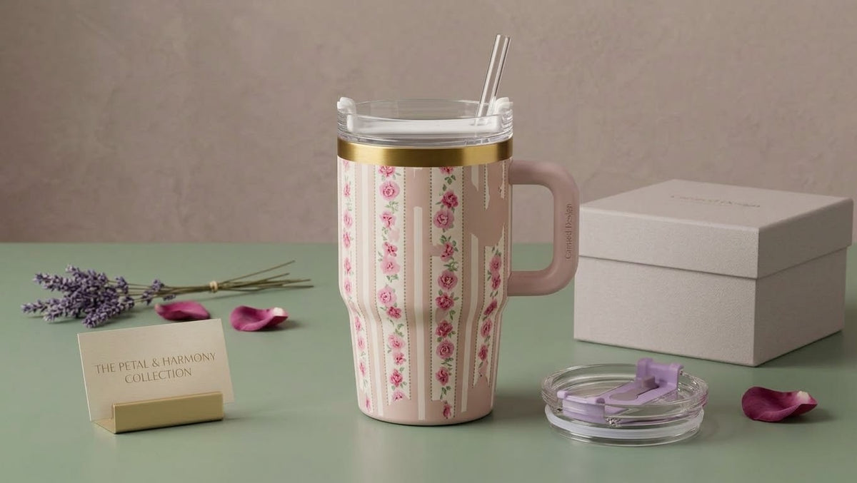 Aesthetic Floral 600ml Stainless Steel Insulated Tumbler, view 5