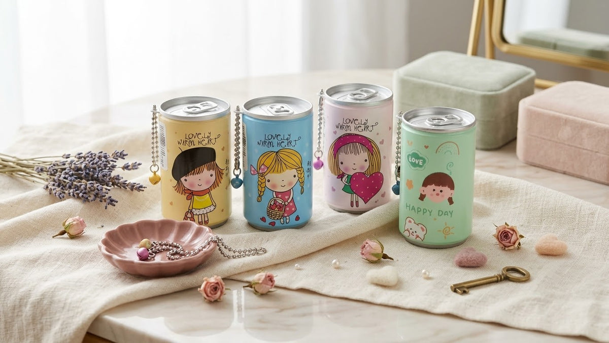 Kawaii Mini Canned Wet Wipes with Keychain Clip, view 2